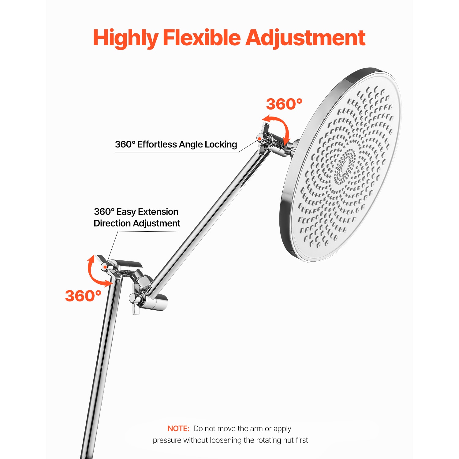 Shower Head Extension Arm Extender 11 In Adjustable Angle Height G1/2 Universal_voghion.com
